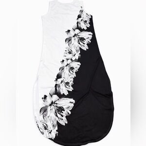 Black White Floral Colorblock Sleeveless Stretch Maxi Dress XXL NWOT